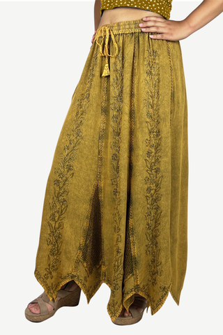 714 Skt Bohemian Gypsy Asymmetrical Hem Rayon Netted Skirt