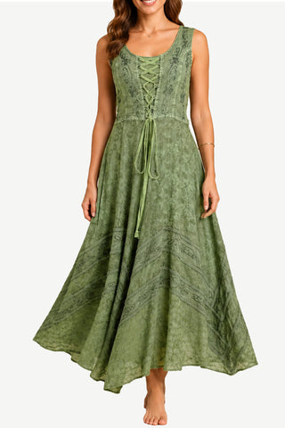 305 DR Sweet Empire Dazzling Flared Embroidered Summer Dress Gown