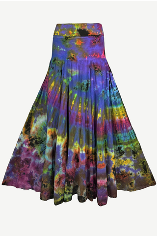61 SKT Assorted Soft Cotton Convertible Lined Tie Dye Gypsy Skirt Dress ~ Purple Rainbow-2