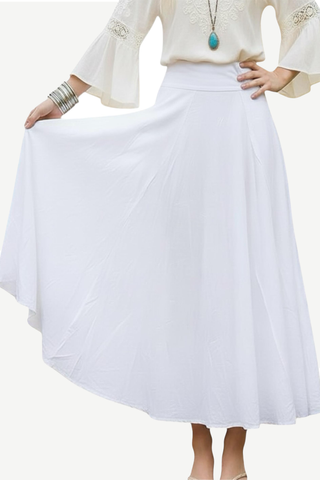 61 SKT White Soft Boho Cotton Convertible Casual Summer Convertible Skirt Dress