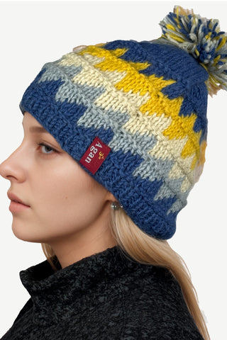 100% Himalayan Sheep Wool Knit Crochet Hat [Small & Medium] Two Tone Hat ~ 1415H