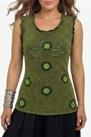 0039 RB Bohemian Knit Stonewashed Stylish Sleeveless Tank Top Blouse