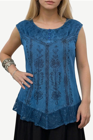 Women's  Summer Sleeveless Embroidered Tank Top Blouses for Women ~ 9018 B