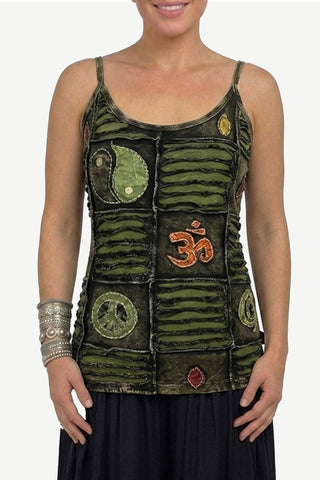 R 141 Bohemian Gypsy Peace Ying-Yang Om Symbols Tank Top Camis