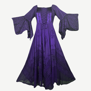 405 DR Rich Medieval Embroidered Handkerchief Flared Corset Dress Gown