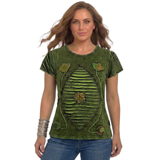 R 133 Boho Chic Gypsy Funky Razor Cut Cap Sleeve Blouse