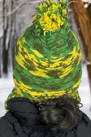 Wool Knit Fleece Thick Chunky Cable Warm Beanie Pom Hat Small Medium ~ 1408HH