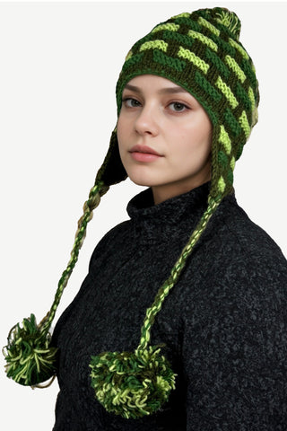 Assorted Designer's Style Highland Wool Knit Beanie Earflap Mitten