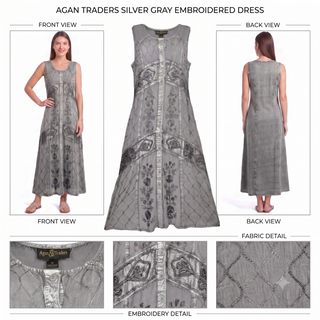 1031 DR Women’s Boho Summer Sleeveless Embroidered Button Down Sun Dress Gown