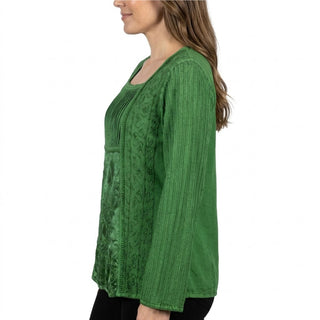 04 B Boho Fashion Pleated Embroidered Square Neck Blouse Top