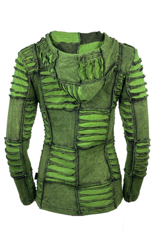 362 RJ Bohemian Knit Rib Cotton Razor Cut Funky Hoodie Sweatshirt Jacket