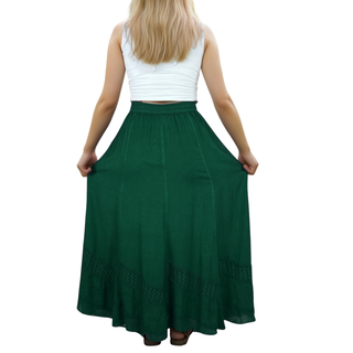 122 Skt Rayon Dazzling Flared Vintage Long Embroidered Net Skirt