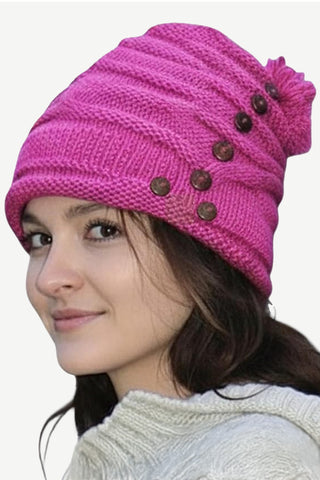 1414 Trendy Ribbed Wool Knit Warm Oversized Chunky Soft Fleece Lined Slouchy Beanie Mitten Hat