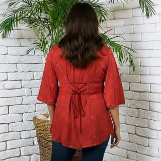 Women's Bohemian Exotic Embroidered 3/4 Sleeve Tunic Blouse ~ 603B