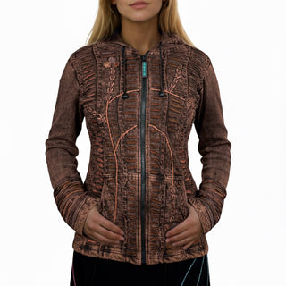 51 RJ Purple Distressed Bohemian Razor  Embroidered Hoodie Sweatshirt Rib Jacket