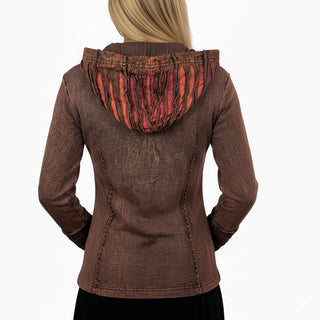 51 RJ Purple Distressed Bohemian Razor  Embroidered Hoodie Sweatshirt Rib Jacket