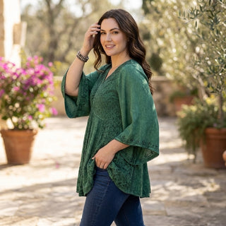 Medieval Butterfly Embroidered Beaded Bell Short Sleeve Blouse Tunic ~ 18 6026 B