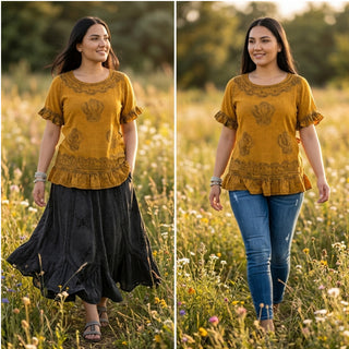 142 B Peasant Bohemian Ruffle Gypsy Ari Blouse