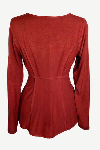27 707 B Women's Boho Medieval Embroidered Button Down Full Sleeve Shirt Blouse