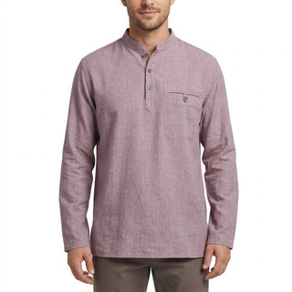 545 MS Men's Soft Cotton Henley Mandarin Oriental Style Folding Kurta Shirt ~ Slim Fit