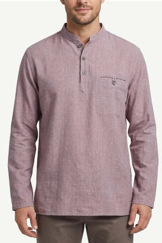 545 MS Men's Soft Cotton Henley Mandarin Oriental Style Folding Kurta Shirt ~ Slim Fit