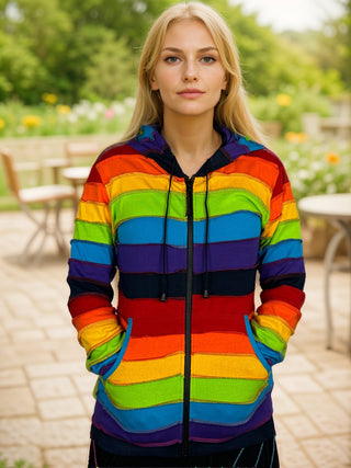 Striped Rainbow Bohemian Rib Jacket