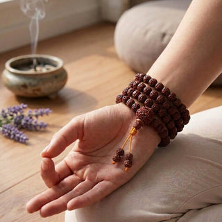 Phoenix Eye Bodhi Seed Mala Necklace 108 Beads - 7 mm