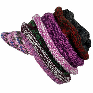 Multi-colored Knit Blended Wool Berate Chaki Peak Cap - Agan Traders, 1417 Purple