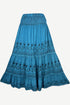 09 SKT Boho Gothic Tiered Full Embroidered Waistband Long Skirt Maxi