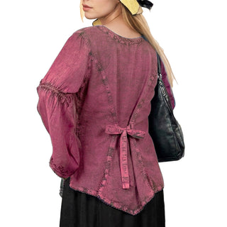 102 B Women's Long Sleeve Button Down Embroidered Gothic Blouse Top