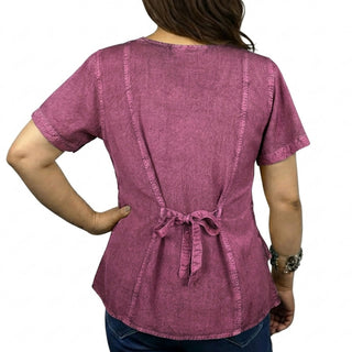 118 B Medieval Renaissance Gypsy Ruffle Cross Short Sleeve Blouse
