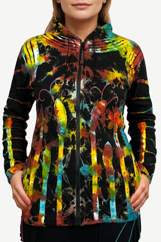 RJ 335 Women's Rib Cotton Rainbow Bohemian Hoodie Sweatshirts Jackets