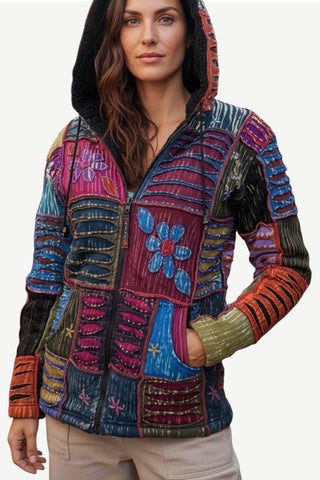 361 RJ Bohemian Fleece Lined Rib Cotton Razor Funky Hoodie Sweatshirt Jacket