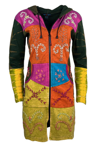 RJ 324 Agan Traders Patch Embroidered Funky Boho Long Jacket - Agan Traders, Multicolor