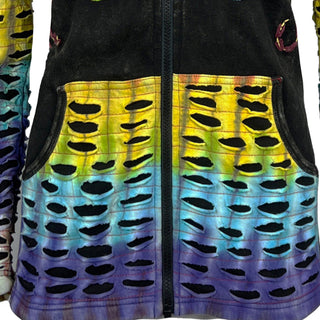 R 333 Agan Traders Rib Cotton Rainbow Razor Cut Embroidered Hoodie Bohemian Jacket. - Agan Traders, Rainbow
