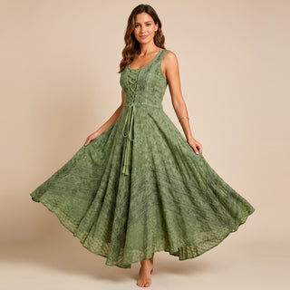 305 DR Sweet Empire Dazzling Flared Embroidered Summer Dress Gown