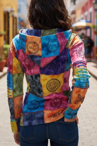 RJ 301 Rainbow Auspicious Symbol Hand Brush Painted Bohemian Jacket
