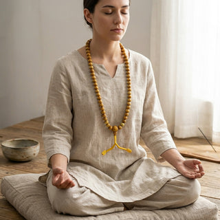 Tibetan Buddhist Sandalwood Prayer Bead Meditation Mala - 10 MM