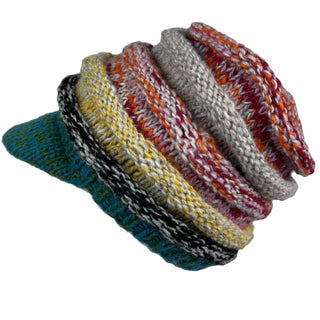 Multi-colored Knit Blended Wool Berate Chaki Peak Cap - Agan Traders, 1417 H Red