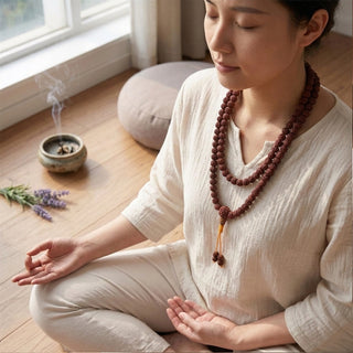 Phoenix Eye Bodhi Seed Mala Necklace 108 Beads - 7 mm