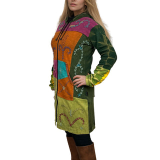 RJ 326 Bohemian Patched Embroidered Funky Boho Long Hoodie Jacket