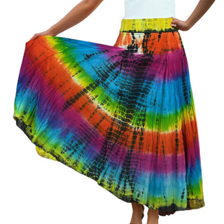 61 SKT Rainbow Soft Cotton Convertible Lined Tie Dye Gypsy Skirt Dress