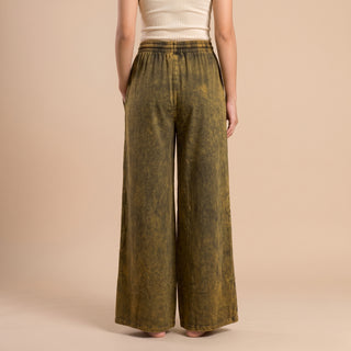 Women's Boho Palazzo Pants Wide Leg Embroidered Lace Up Drawstring Gypsy Trousers