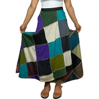 Knit Cotton Stripe Patched Bohemian Adjustable Wrapper Skirt Maxi ~ 415 SKT - Agan traders, TQPR