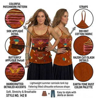 R 142 Women's Bohemian Gypsy Razor Cut Spaghetti Strap Tank Top Camis