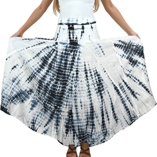 61 SKT Soft Cotton Convertible Lined Tie Dye Gypsy Skirt Dress - Agan Traders, Blue White