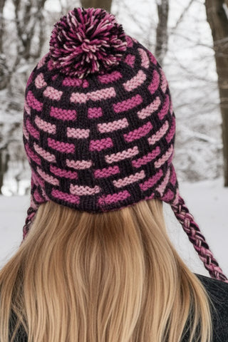 Assorted Designer's Style Highland Wool Knit Beanie Earflap Mitten