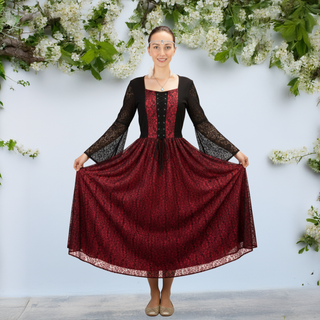 004 DR Roman Net Overlay Two Tone Corset Renaissance Dress Gown