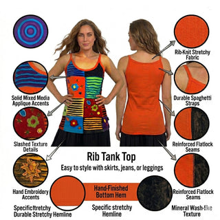 R 124 Patched Razor Cut Multi-Colored Tank Top