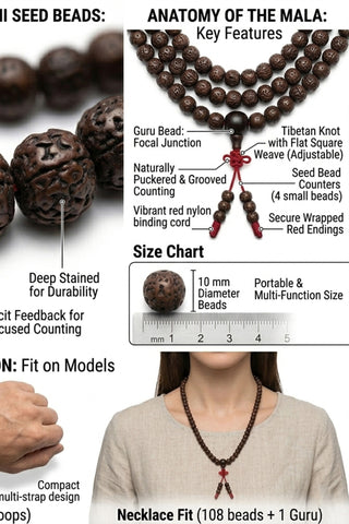 Raktu Seed Prayer Bead Meditation Mala - 8 MM